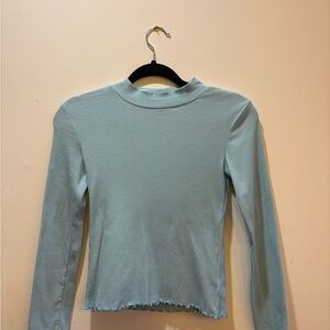 Old Navy Blue Long Sleeve Fitted Ribbed Tee